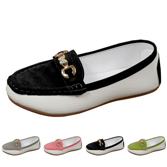 Dakaela Casual Slip on Shoes for Women Driving Walking Dress Loafers Round Toe Ballet Nurse Shoes