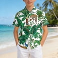 thumbnail image 2 of Ulanda Boys Hawaiian Shirt Short Sleeve Casual Button Down Beach Aloha Shirt Kids Summer Hawaii Shirts 5-14 Years (Green, 5-6 Years), 2 of 7