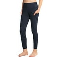 thumbnail image 2 of Girls Athletic Running Pants High Waisted Soft Comfy Elastic Compression Yoga Leggings for Toddler Kids Teens Dance Workout with Hidden Pocket (8-9 Years, Navy), 2 of 6