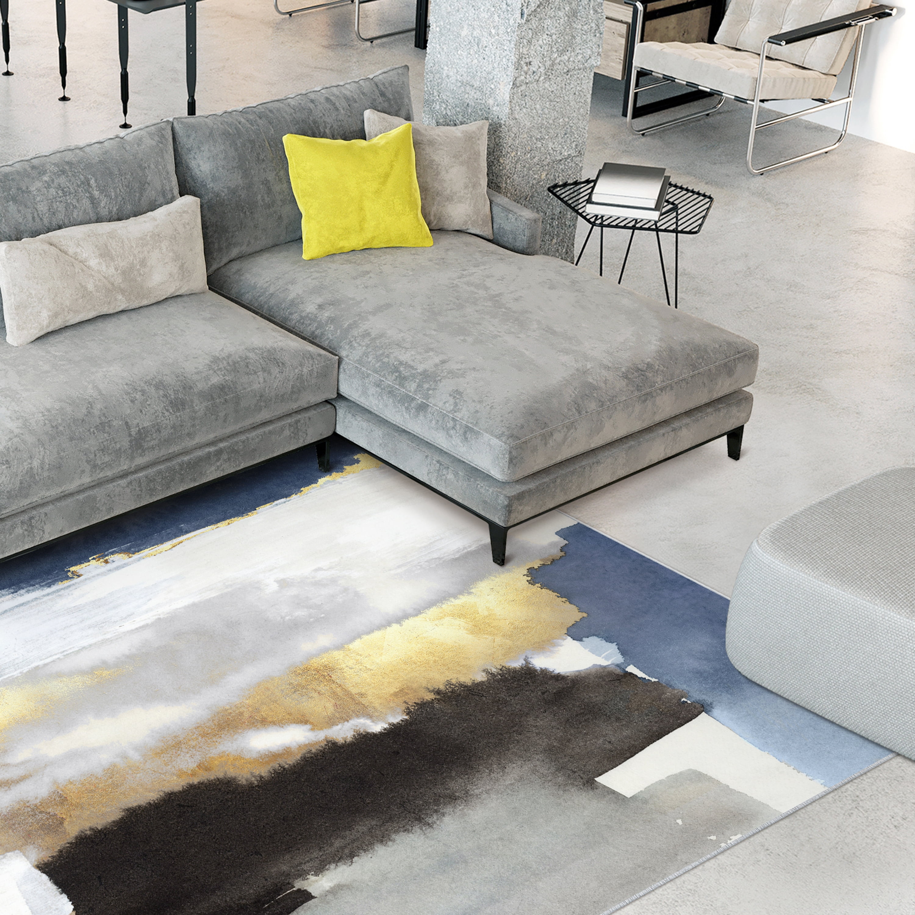 Nikka Washable Abstract Art Area Rug size 5'x8'