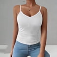 thumbnail image 6 of Bixock Women Built-in Bra Tank Tops Wirefree Solid Color V Neck Cami Top Sleeveless T Shirts Bras With Padded Cups Casual Daily Wear Bras, 6 of 7