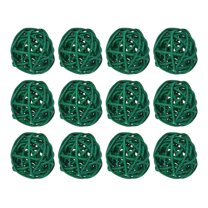 Uxcell 20 Pcs Wicker Rattan Balls Decorative Balls 1.18" for Vase Fillers Wedding Party Grass Green