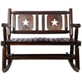 thumbnail image 4 of Barara King Outdoor Bench, Patio Benches for Outdoors,Outdoor Wood Rocking Bench Carbonized Double Rocking Chair for 2 Persons with Wide Curved Seat, Rustic Brown, 4 of 13