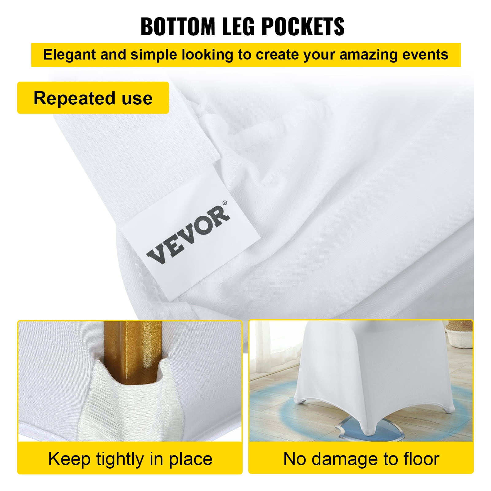 SKYSHALO Stretch Fabric 100 Piece Polyester Chair Slipcovers, White