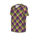 thumbnail image 2 of Balery Mardi Gras Plaid Baseball Jersey for Men Casual Button Down Shirts Short Sleeve Active Team Sports Uniform-X-Large, 2 of 9