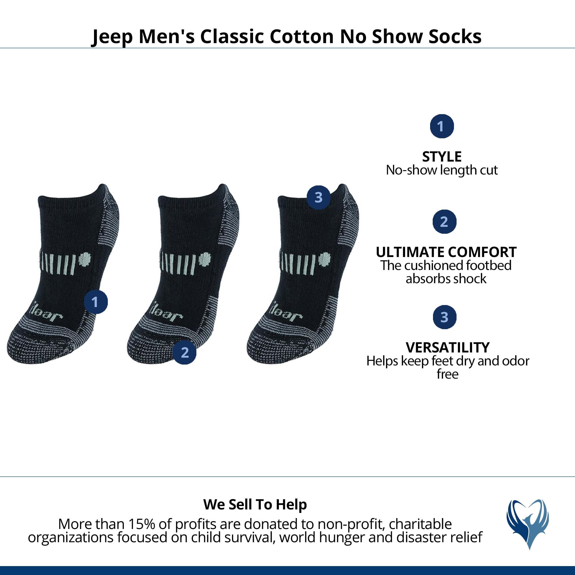 Jeep  Classic Cotton No Show Socks (Men)