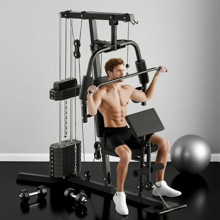 Demifill Steel Frame Home Gym Machine - 100LBS Weight Stack, 100LBS Resistance, All-in-One Strength Training Station