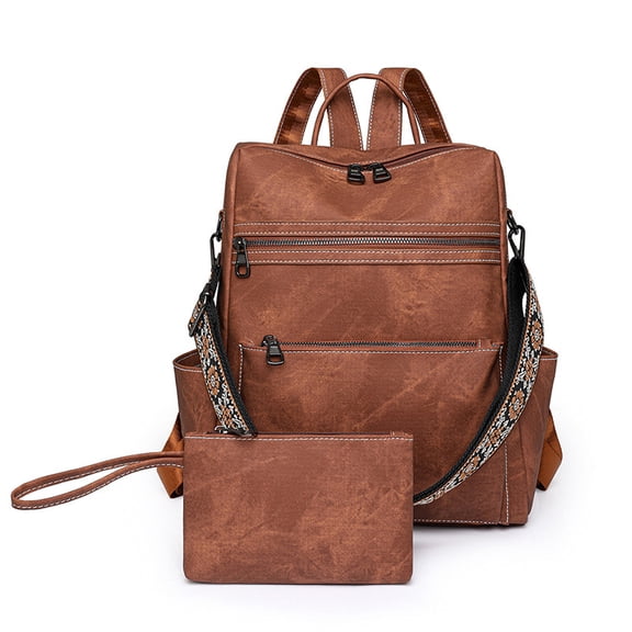 PRIYAL PU Leather Laptop Backpack for Women Designer Travel Backpack with Laptop Compartment Ladies Computer Shoulder Bags