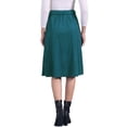thumbnail image 3 of INSPIRE CHIC Women's Skirt High Elastic Waist A-Line Belted Fall Winter Midi Corduroy Skirt S Peacock Blue, 3 of 6
