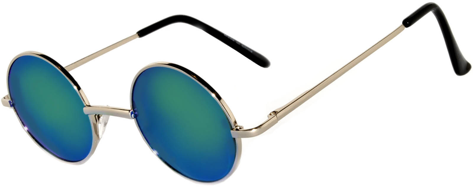 OWL ® Eyewear Sunglasses 43mm Women’s Metal Round Circle Silver Frame Mirror Blue-Green Lens One Pair - image 1 of 2