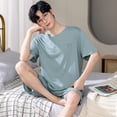 thumbnail image 3 of 2 Pieces Set Men‘s Summer Cotton Pajamas Set Short Sleeping Tops Pants Sleepwear Male Casual Nightwear Pijama pyjama night cloth, 3 of 6
