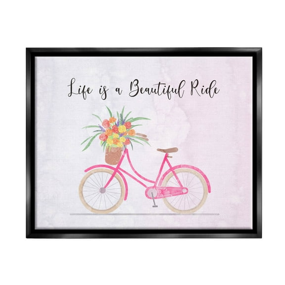 Life Is A Beautiful Ride Bicycle Inspirational Graphic Art Jet Black Framed Art Print Wall Art