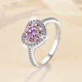 thumbnail image 4 of Anillo de moissanita para mujer, 1 quilate, para pareja, compromiso, boda, color rosa, tesoro, anillo de plata de ley 925, 4 of 5