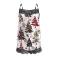 thumbnail image 4 of Censtreet Women's Christmas Sexy Lace Pajamas Set,Splicing Shorts Casual Pajamas Set,Sleeveless Snug-Fit Sleepwear Sets, 4 of 5