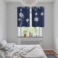 thumbnail image 5 of Navy Blue White Floral Kitchen Curtains Small Short 39 Inch Length, Abstract Art Summer Botanical Grommet Top Bedroom Living Room Curtains, Light Filtering Cafe Curtain Drapes 2 Panels Set 55''x39'', 5 of 9