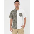 thumbnail image 3 of Lars Amadeus Men's Shirts Short Sleeve Summer Cotton Patchwork Button Down Shirts M Leopard Print, 3 of 6