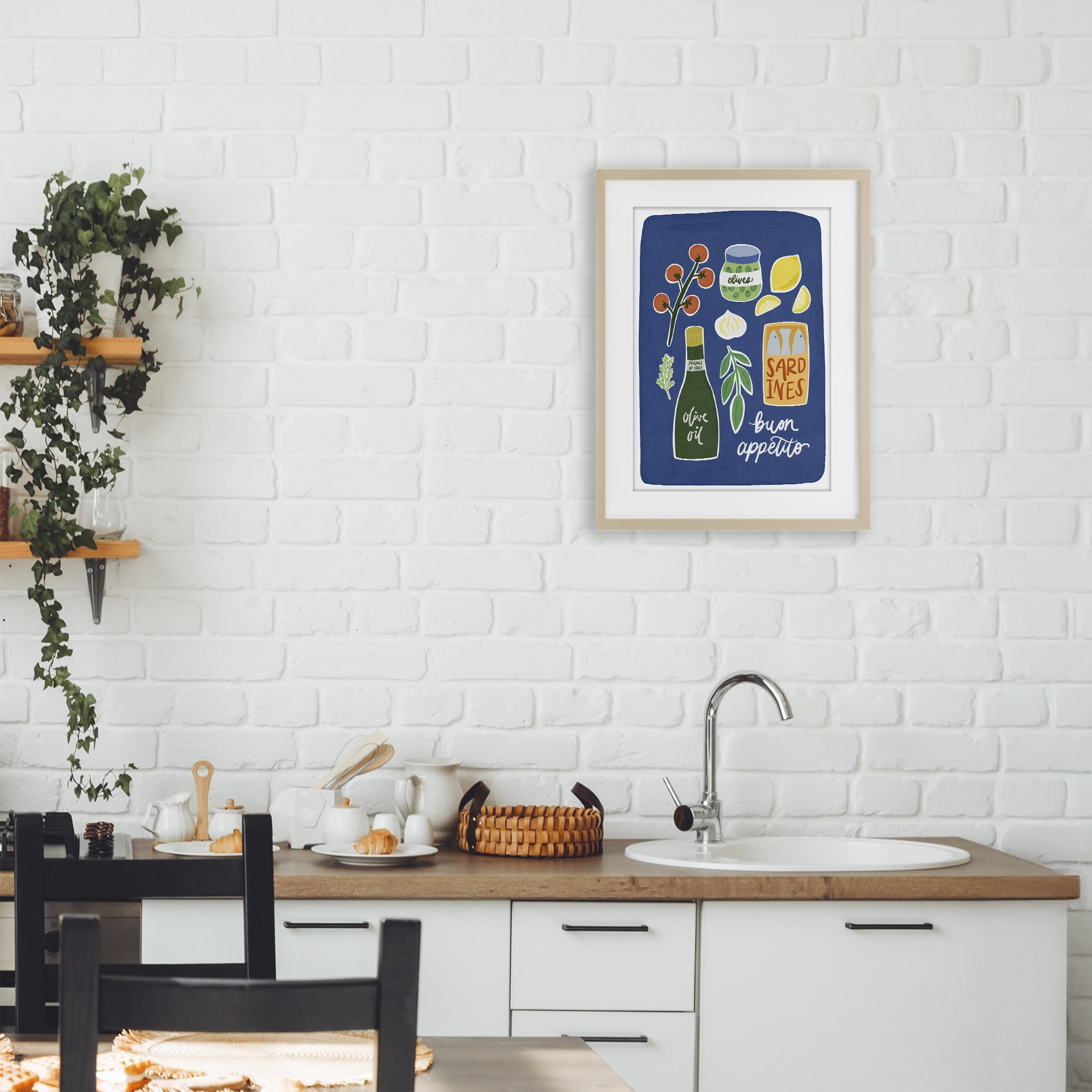 Stupell Industries Italian Kitchen Necessities Birch Framed Print Under Glass, design by Amanda Houston