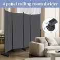 thumbnail image 6 of YASRKML 6FT 4 Panel Rolling Room Divider, Self-lockable Room Dividers and Folding Privacy Screens with Wheels, Partition Privacy Screens , Portable Wall Divider for Room Separation, Grey, 6 of 7