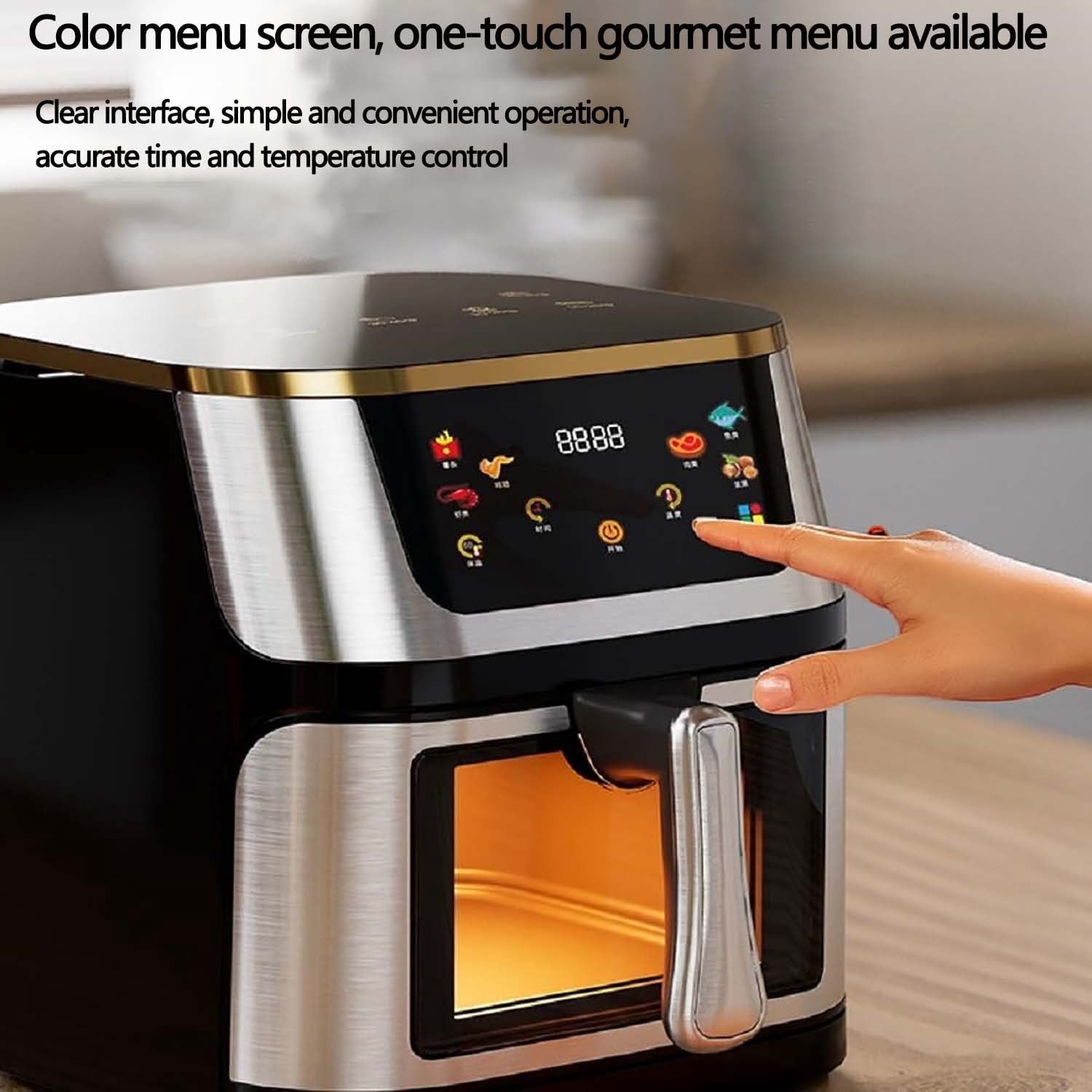 DASNITE Air Fryer, 10L Capacity, 1-Basket, Air Fry, One-Touch Presets, Non-Stick, Dishwasher Safe