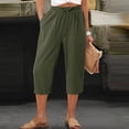 thumbnail image 5 of AHTJRT Women's Capri Pants Casual Fashion Lace Patchwork Lightweight Bottoms Drawstring Elastic Waist Summer Trousers with Pockets Green XL, 5 of 7