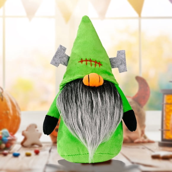 Xihbxyly Decoración de Gnomo de Halloween, Adorable Muñeco de Pie, Barba Blanca Fibrosa Suave, Estampado de Rayas de Estrellas, Decoración Acogedora para Dormitorio y Sala de Estar, Ambiente Festivo,