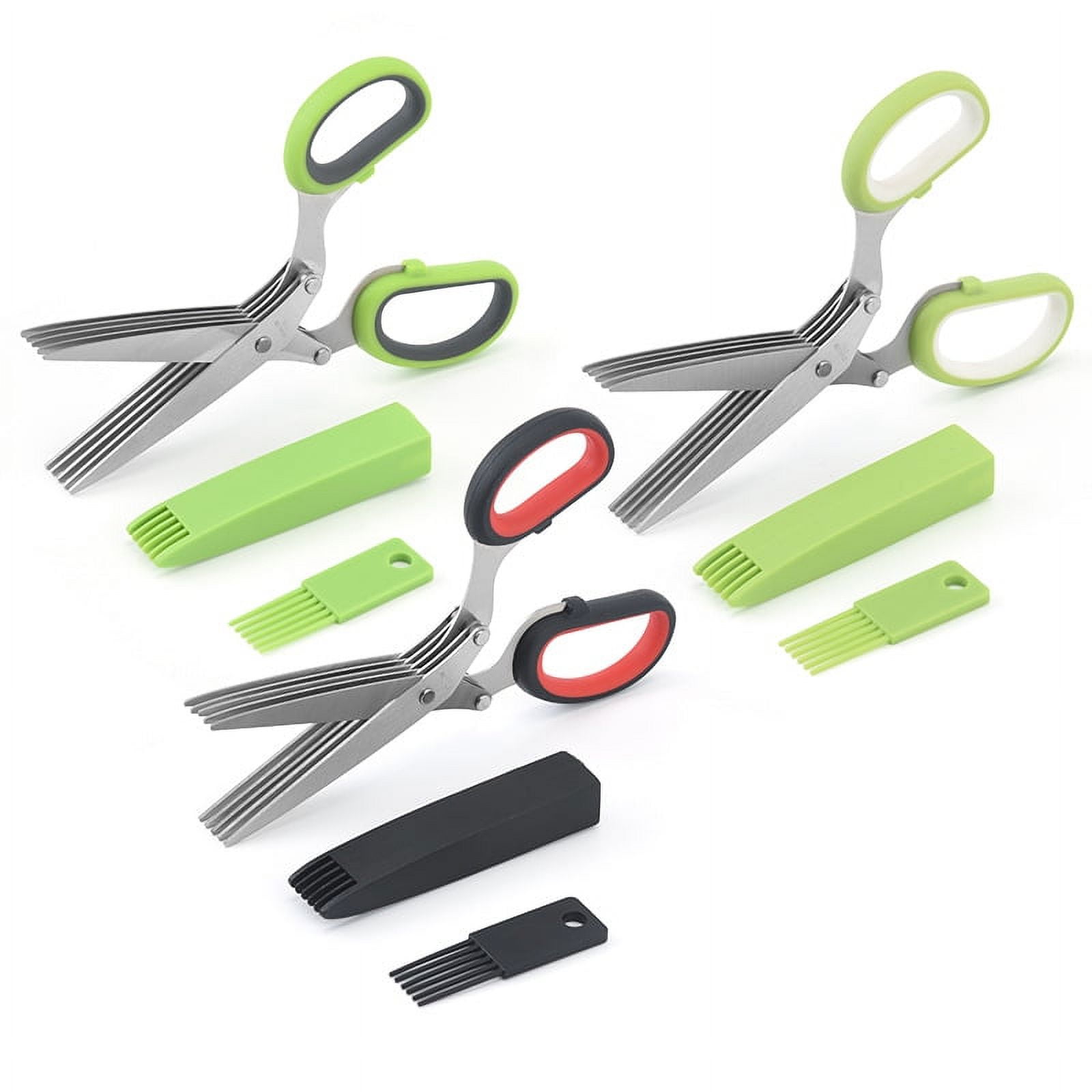 Herb Scissors with 5 Blades and Cover, 2023 Updated Multi Blade Herb Shears  with Cleaning Comb for Chopping Vegetable, Chive, Cilantro, Parsley