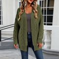 thumbnail image 2 of GILIGEGE Women's Open Front Cable Knit Cardigan,Long Sleeve Relaxed Mid Length Sweater Coat with Ribbed Cuffs,Solid Color Chunky Knit Outerwear for Casual Farm Trips and Autumn Daily Outfits Green XL, 2 of 4