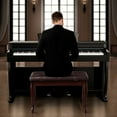 thumbnail image 3 of Costway Solid Wood PU Leather Piano Bench Padded Double Duet Keyboard Seat Storage Brown, 3 of 10