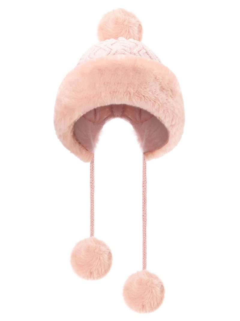 Women’s Light Pink Winter Fleece-Lined Chunky Knit Beanie Snow Hat Cap Women main image 2