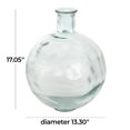 thumbnail image 4 of DecMode 17" Handmade Spanish Bottle Neck Ribbed Teal Recycled Glass Vase, 4 of 15