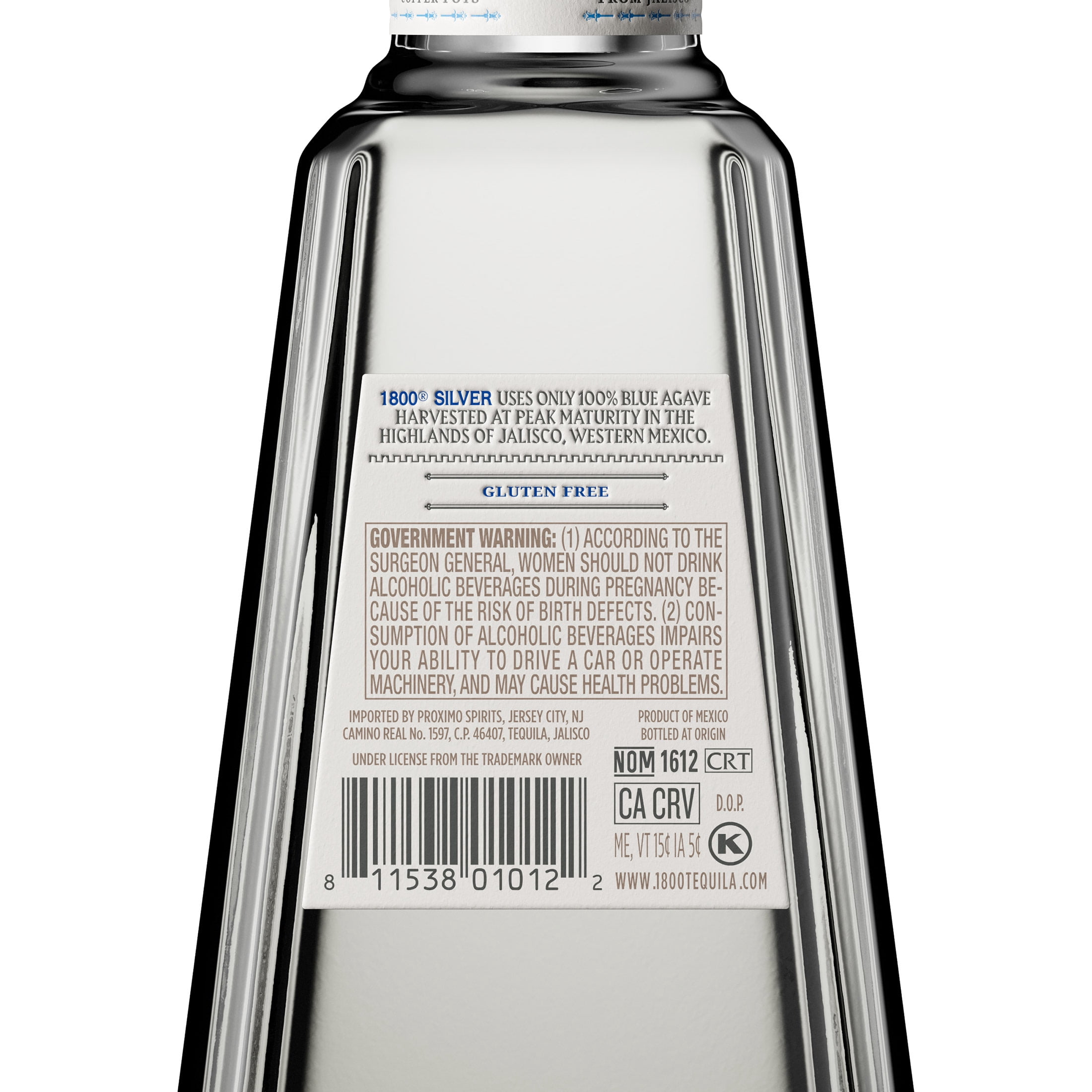 1800 ダイヤモンドカットデザインの750ml(むひさん) 1800 Tequila Blanco, 375 ml Glass Bottle, 40% ABV - Walmart.com
