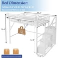 thumbnail image 2 of Mirightone Full Loft Bed with Stairs, 500 lb Heavy-Duty Metal Loft Bed Frame with Storage Shelves, Wardrobe & Safety Guardrail for Teens, White, 2 of 10