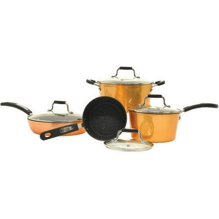 Starfrit 030915-001-0000 The Rock By Starfrit 8-Piece Copper Cookware Set With Bakelite Handles