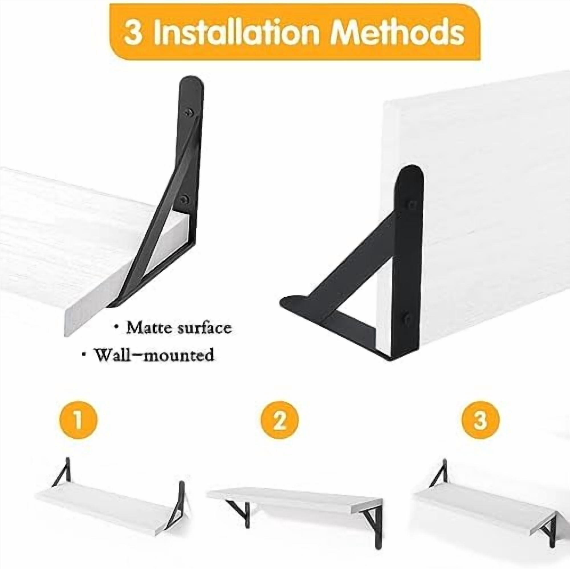 Floating Shelves for Wall, Different Sizes Rustic White Wall Shelves for Living Room, Bathroom, Bedroom, Kitchen, Home Decor (Set of 4)