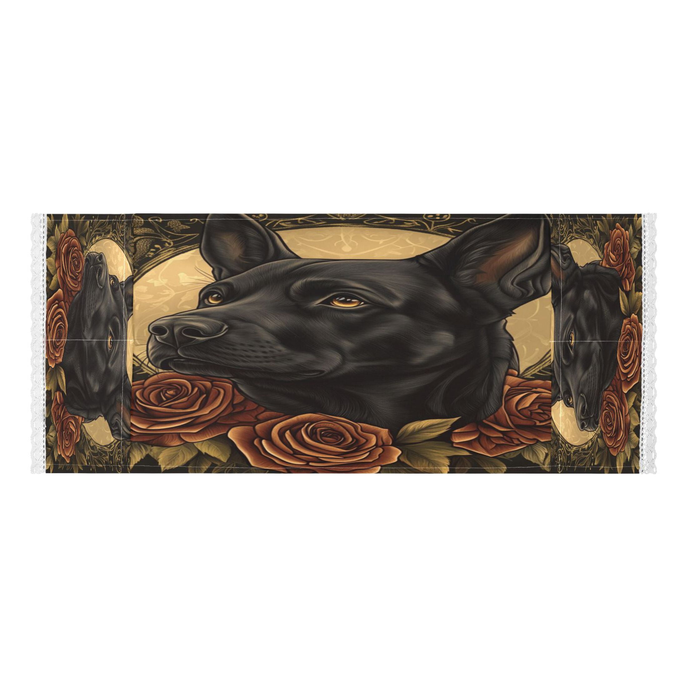 WOBOGO The Black Dog with Red Rose Washing Machine Cloth Dryer Refrigerator Top Cover Protective Non-Slip Mat For Kitchen Laundry