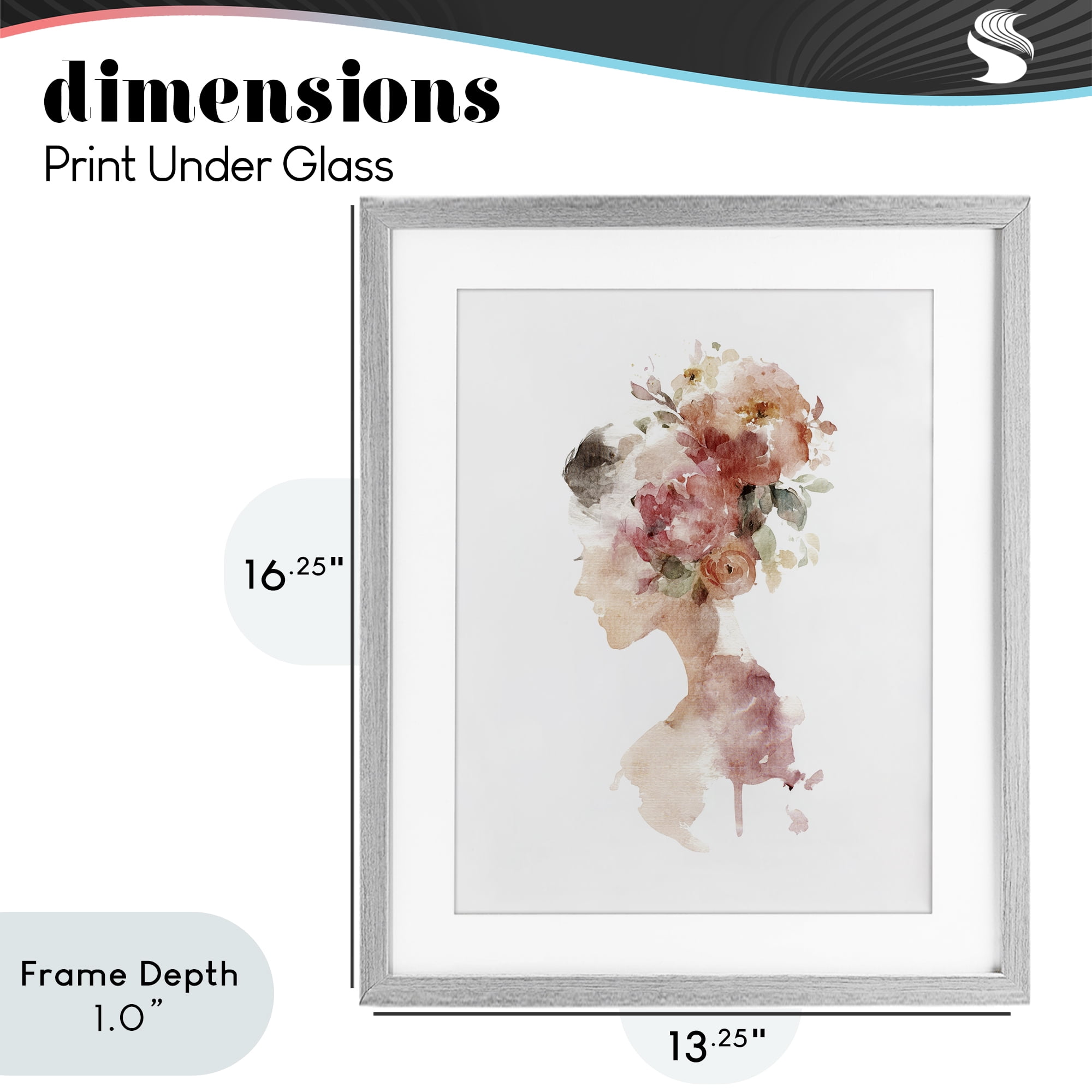Stupell Industries Flowing With Petals Portrait Gray Framed Print Under Glass, design by Svetlana Aleynikova