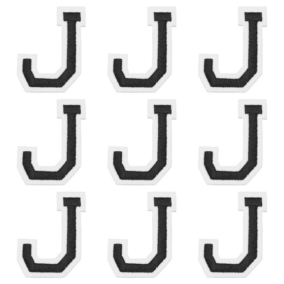 Uxcell Iron on Letter Patches, 9 Pcs 2"/5cm Alphabet J Iron on Embroidered Applique Sew on Patches for Clothes, Dress, Socks, Jeans, Hats, DIY Accessories(Black)