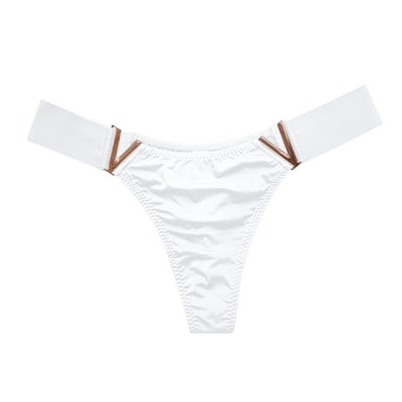 

Kddylitq Thongs for Women No Show Soft Breathable Low Rise Underwear White S