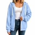 thumbnail image 3 of Women's Full Zip Hoodie, Oversized Long Sleeve Hooded Sweatshirt with Pockets, Casual Lightweight Zip Up Jacket, 3 of 7