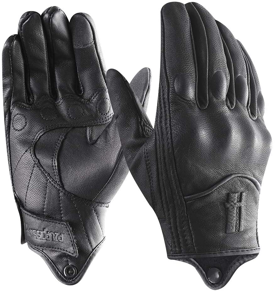 Harssidanzar Motorcycle Gloves for Men,Leather Touch Screen Riding Driving Gloves GM028 