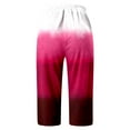 thumbnail image 4 of LEKDFST Dressy Capri Pants For Women Gradient Print Mid Waist Capri Pants With Drawstring Womens Lightweight Pants Pink XL, 4 of 5