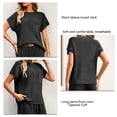 thumbnail image 2 of Conjuntos de trajes de dos piezas para mujer Suéter de manga corta Jersey de punto Top Pantalones cónicos Conjuntos de salón Negro XL, 2 of 8