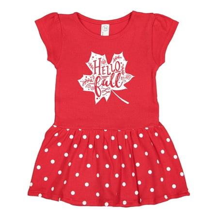 

Inktastic Hello Fall White Leaf Silhouette with Laurels Gift Toddler Girl Dress