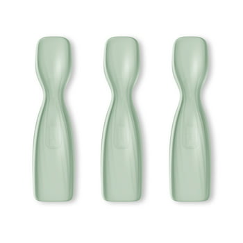 NUK Pretensil Scoop Silicone Baby Spoon, 3 Pack, Green