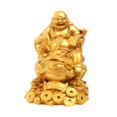 thumbnail image 4 of GUOOL Laughing Buddha Statue Resin Figurine Bookshelf Table Centerpiece Money Frog Golden, 4 of 9