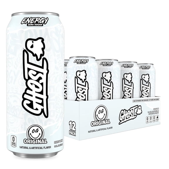 GHOST® ENERGY Zero Sugars Energy Drink, Original Flavor, 200mg Natural Caffeine, 16 fl oz, 12 pack Cans