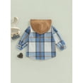 thumbnail image 4 of Bagilaanoe Toddler Baby Boy Girls Hooded Jacket Plaid Long Sleeve Single-Breasted Shacket Coat with Pockets 1T 2T 3T 4T 5T 6T Kids Fall Casual Outwear, 4 of 8