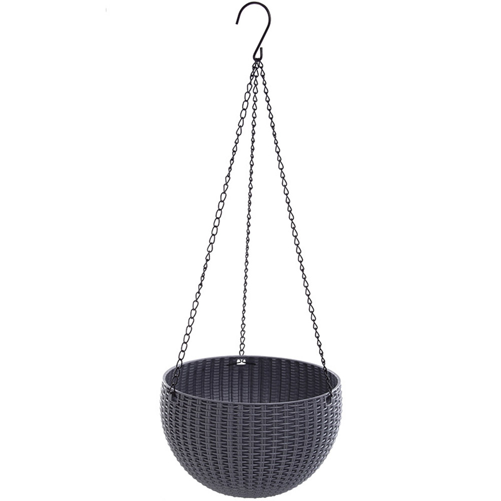Plastic Hanging Basket Rattan Flower Pot Round Resin Garden Planter for Indoor Outdoor New
