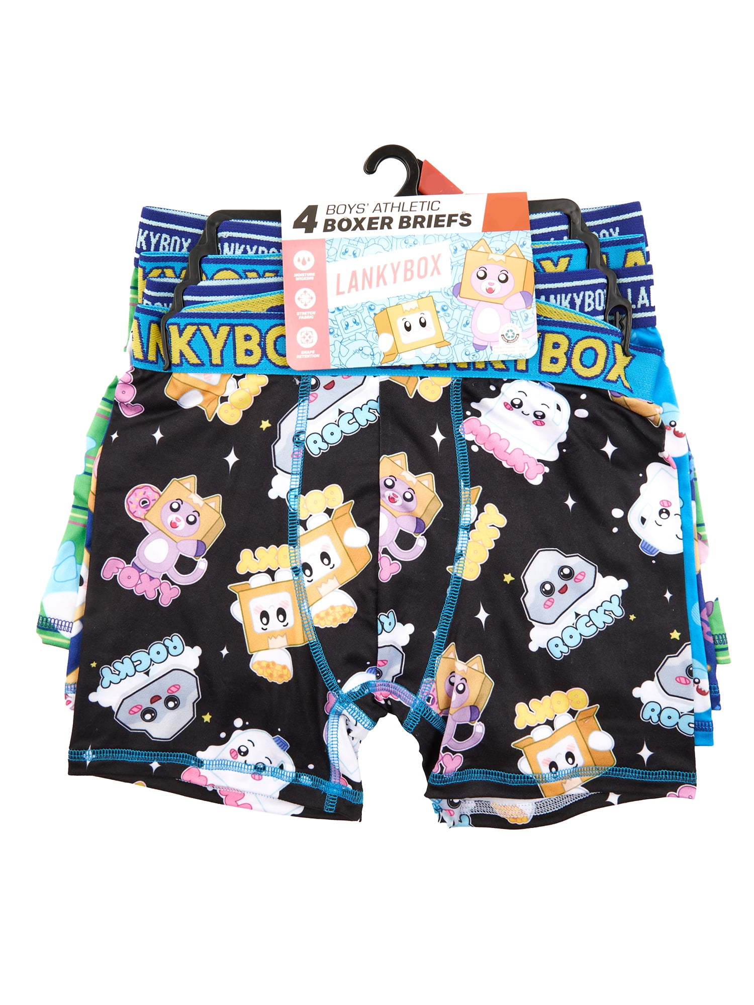 LANKYBOX Boys Boxer Briefs 4-Pack, Sizes XS-XL, Playful