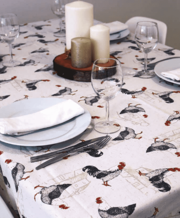 Limol 47 x 47 inch 100% Cotton Portuguese Rooster Tablecloth Made in Portugal 